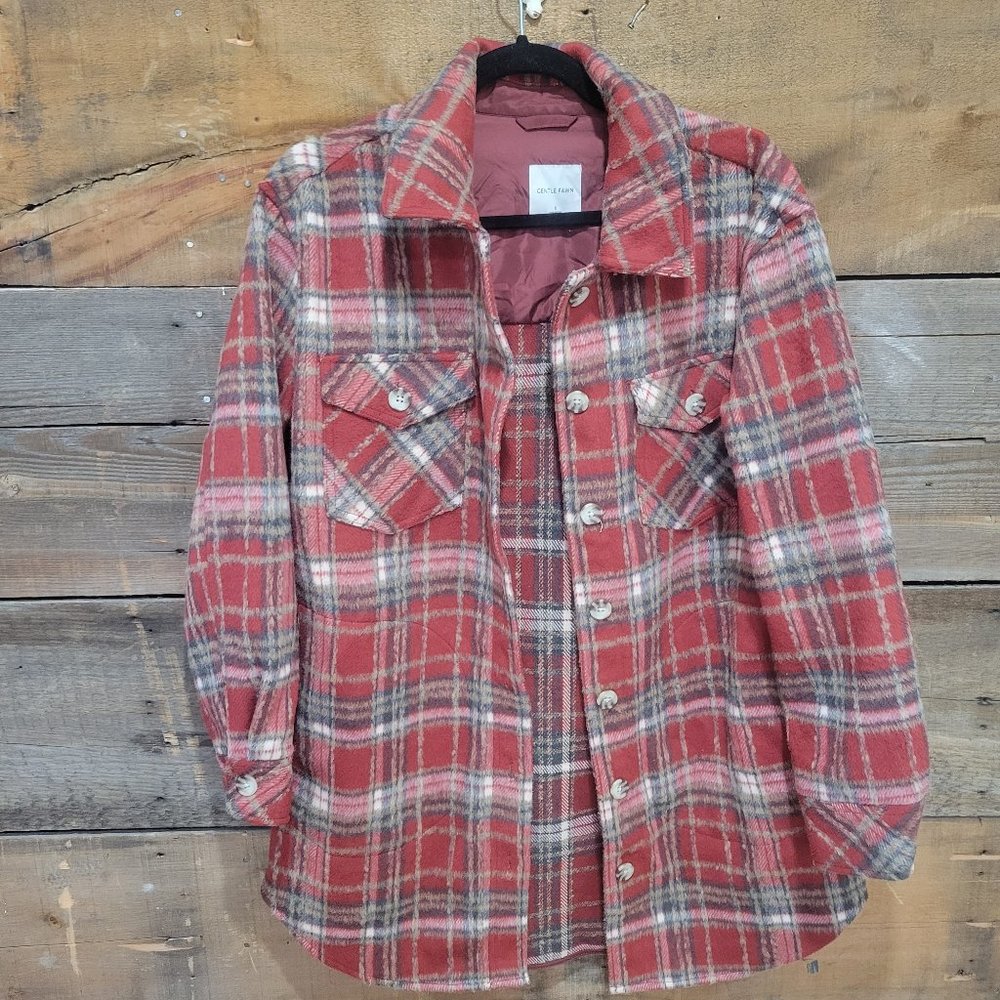 Gentle Fawn Shacket Red brick plaid s